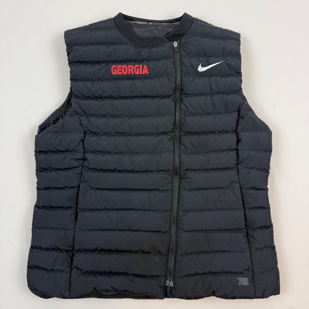 Nike Black Puffer Vest with Red Georgia and White Swoosh